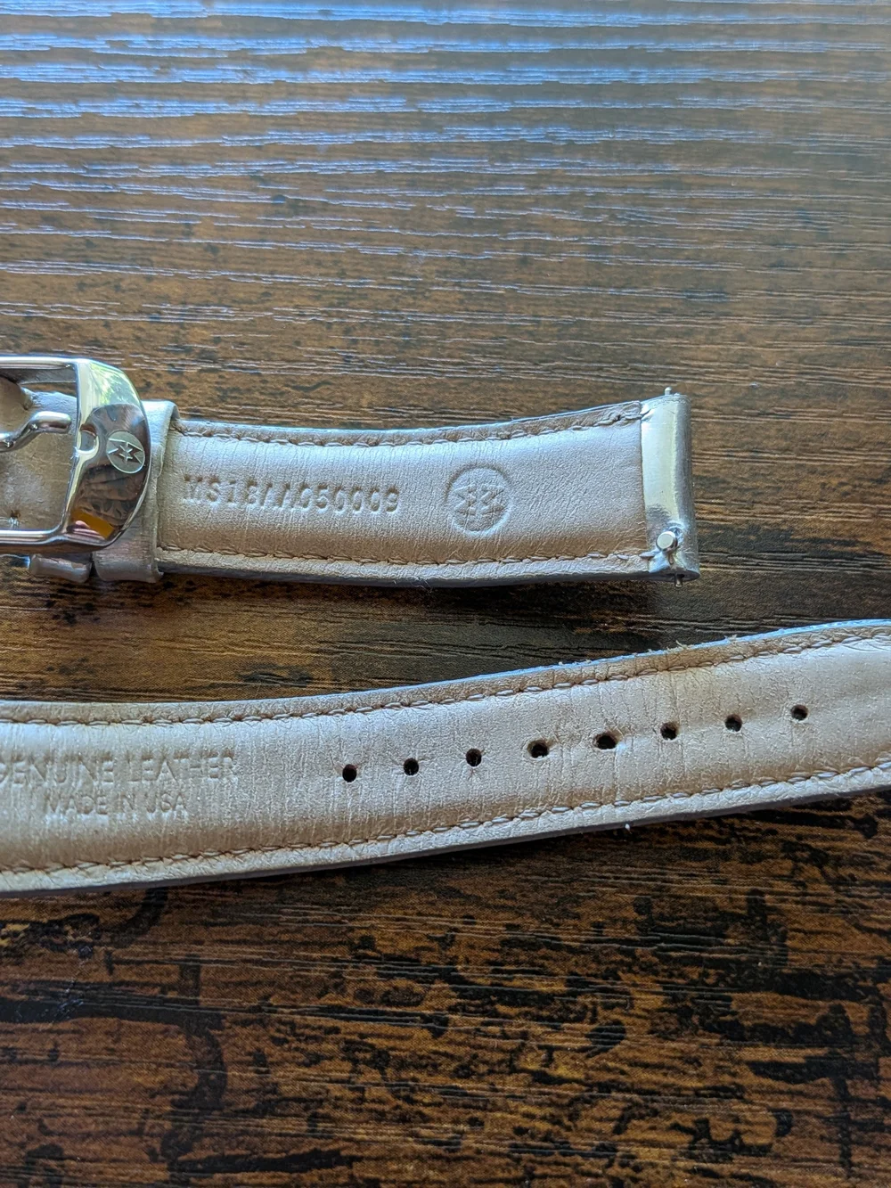 Michele Silver Leather Watch Band